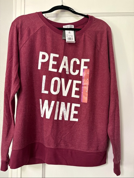 Garanimals Tops - Garanimals Burgundy 'Peace Love Wine' Crewneck Sweatshirt